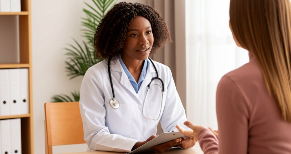 Dermatologist providing facial treatment