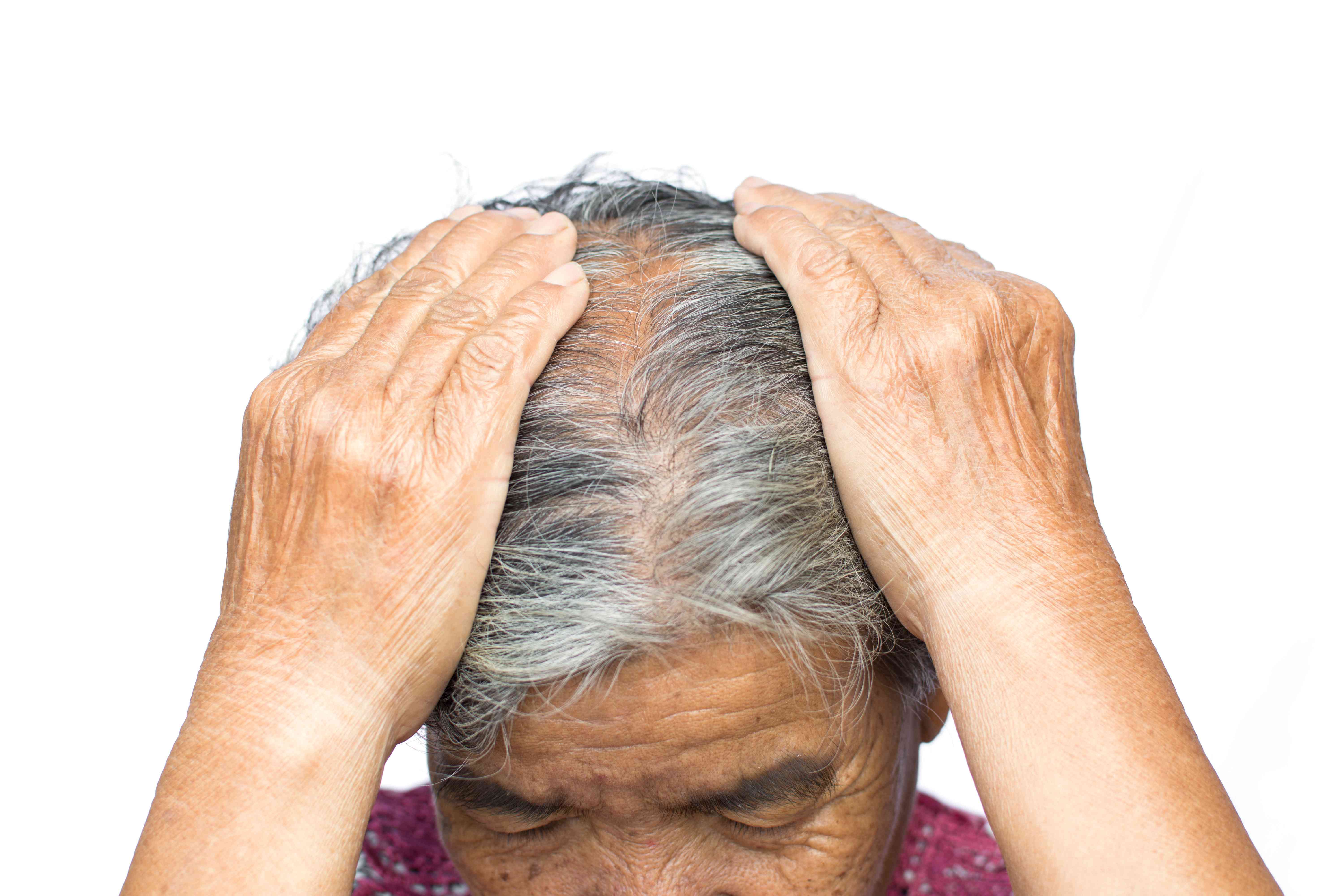 Hair serum application on grey hair
