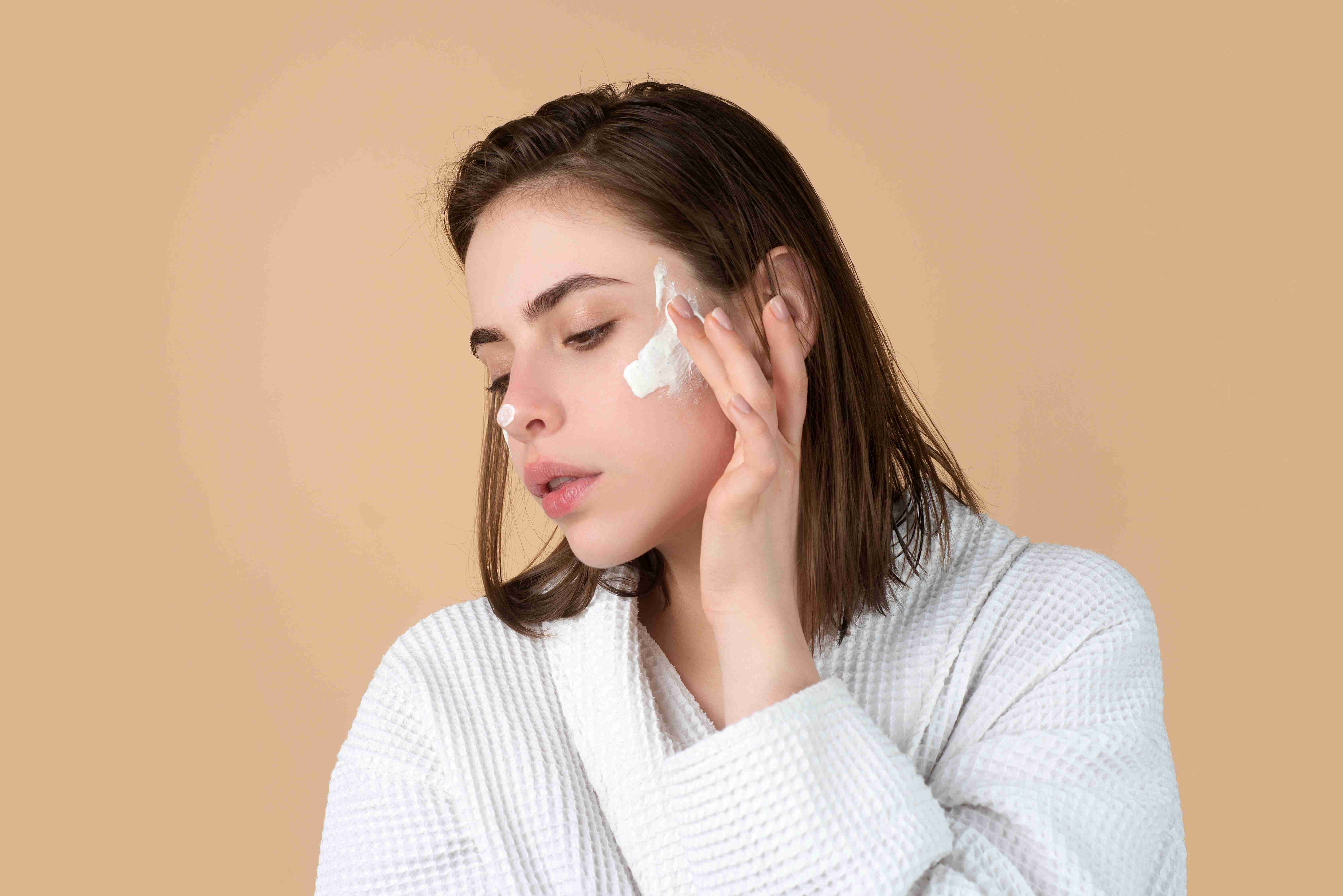 Sensitive skin on cheeks and forehead