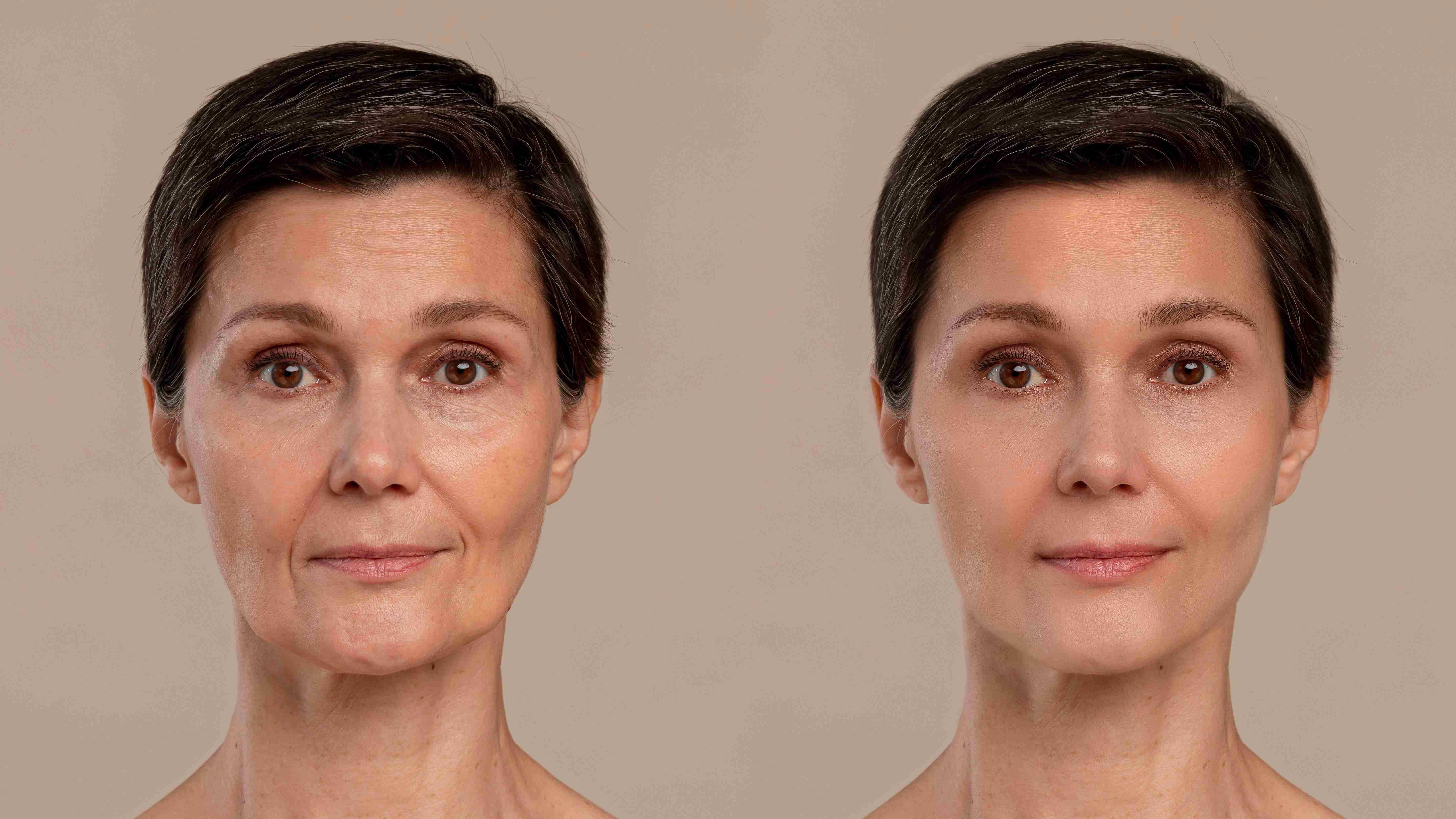 Woman using facial massage tools