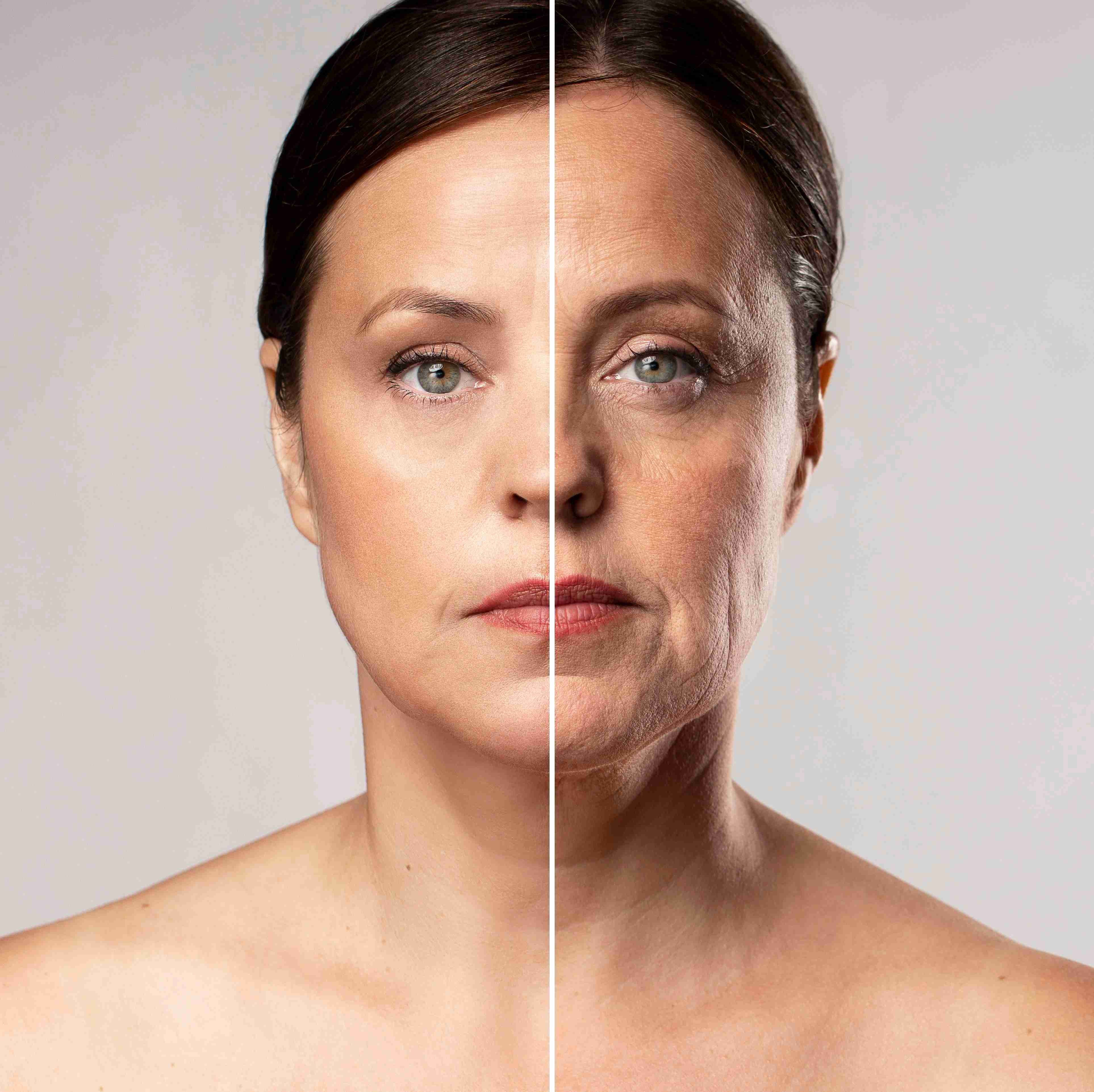 Woman using facial massage tools