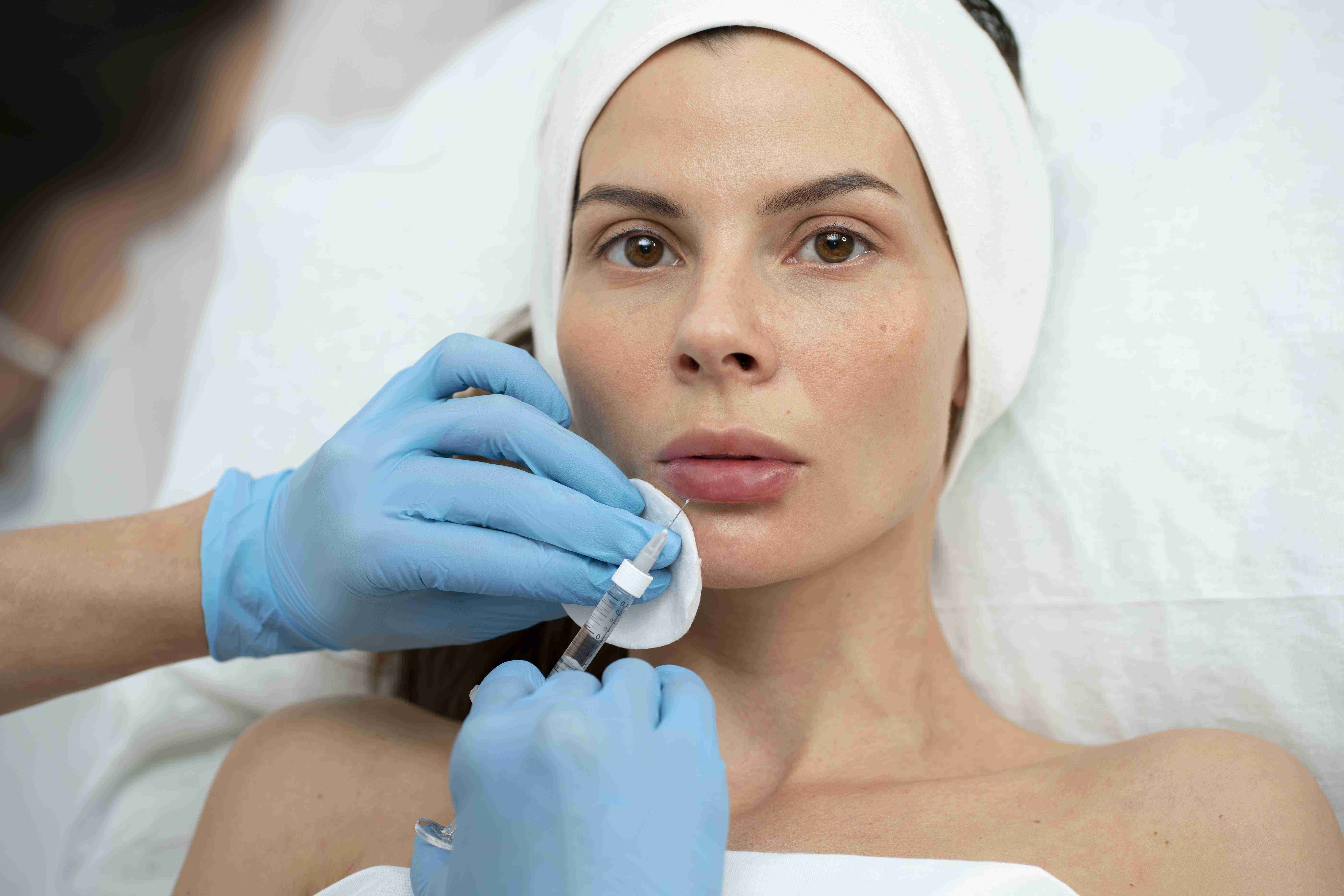 Woman using facial massage tools